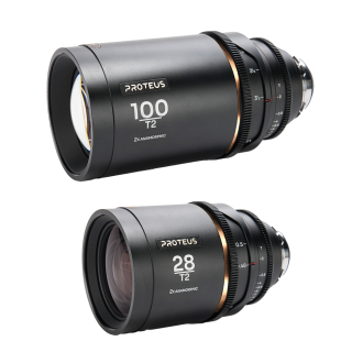 Proteus 2X Anamorphic 2-Lens Bundle Set C (28mm, 100mm) - Amber (Meters) Arri PL(Default) + EF