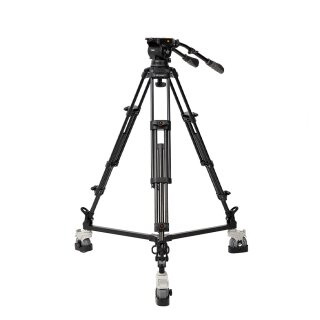 2-Stage Aluminum 100mm Fluid Head Tripod & Dolly Kit, 26.4 lbs Payload
