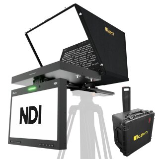 Aura 19" POE++ PTZ NDI Teleprompter & NDI Talent Monitor w/ Full NDI Encoding/Decoding Travel Kit