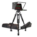 19" Widescreen PTZ Teleprompter w/ Widescreen Talent Monitor, Tripod & Dolly